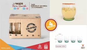 VASO RUBICON 01 SIN OREJA (X 4 UNIDADES )